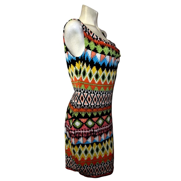 Calvin Klein Womens Multi Color Geometric Ikat Drape Neck Sheath Dress Size 10 - Picture 3 of 8